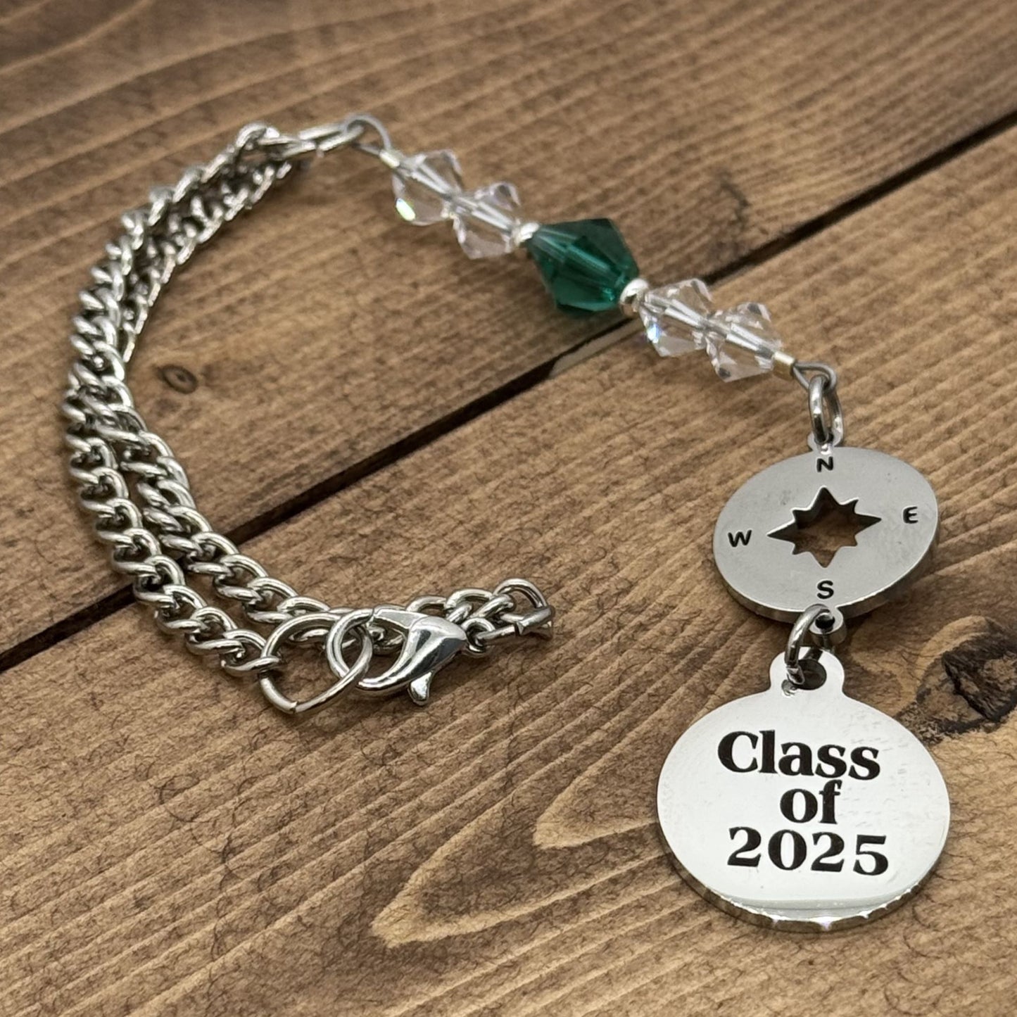 Class Of 2025 Compass Custom Birthstone Crystal Suncatcher Car Charm, High School College Graduation Gift For Her