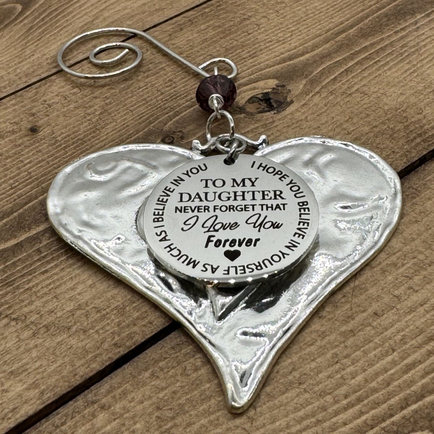 Personalized Birthstone Crystal Daughter Heart Ornament, To My Daughter Never Forget I Love You Forever