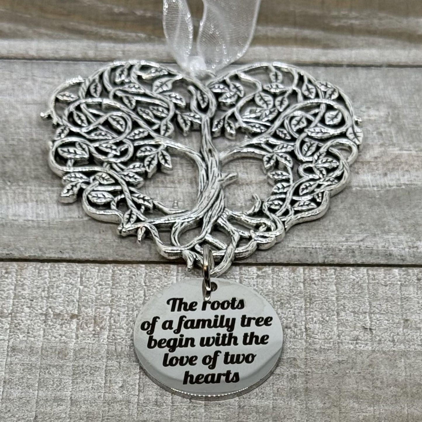 The Roots Of A Family Tree Begin With The Love Of Two Hearts Tree Of Life Christmas Ornament Gift, Bridal Shower Wedding Gift