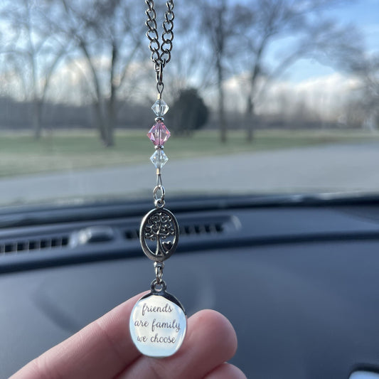 Friends Are Family We Choose Custom Birthstone Crystal Car Charm, Friendship Gift