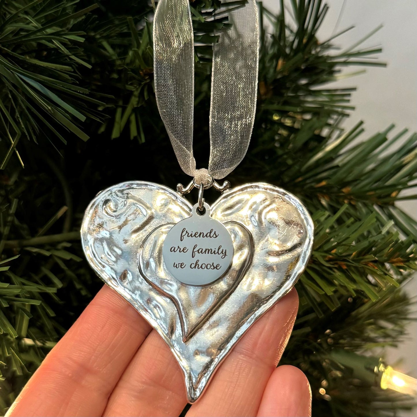 Friends Are Family We Choose Heart Christmas Ornament, Friendship Gift