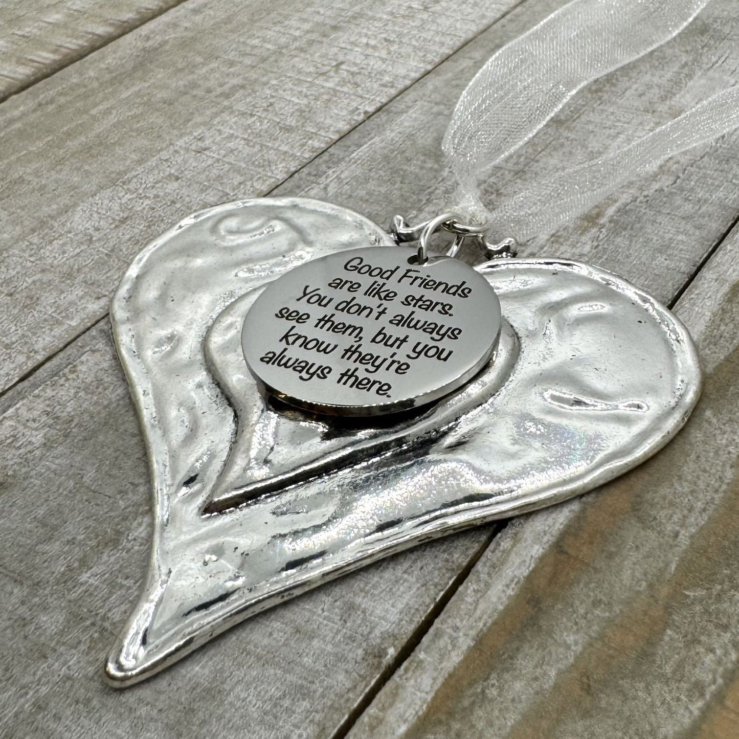 Good Friends Are Like Stars Heart Christmas Ornament, Friendship Gift