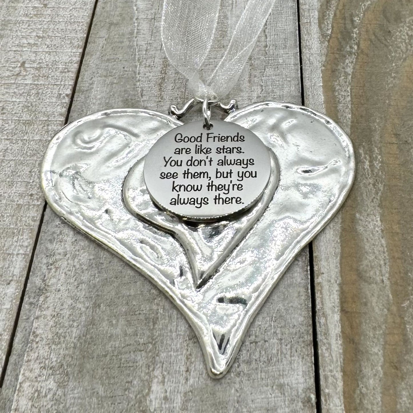 Good Friends Are Like Stars Heart Christmas Ornament, Friendship Gift