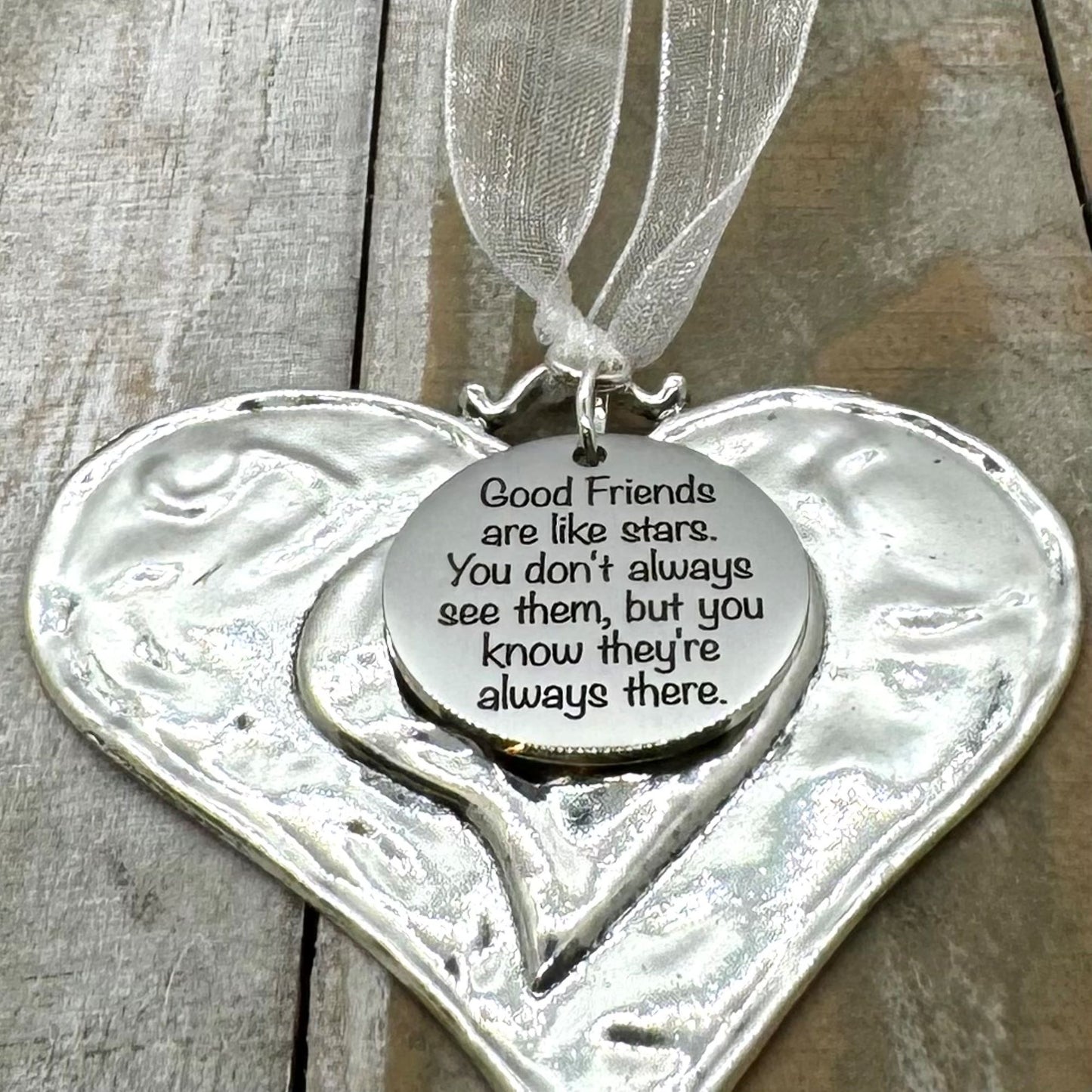 Good Friends Are Like Stars Heart Christmas Ornament, Friendship Gift