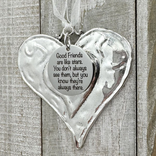 Good Friends Are Like Stars Heart Christmas Ornament, Friendship Gift