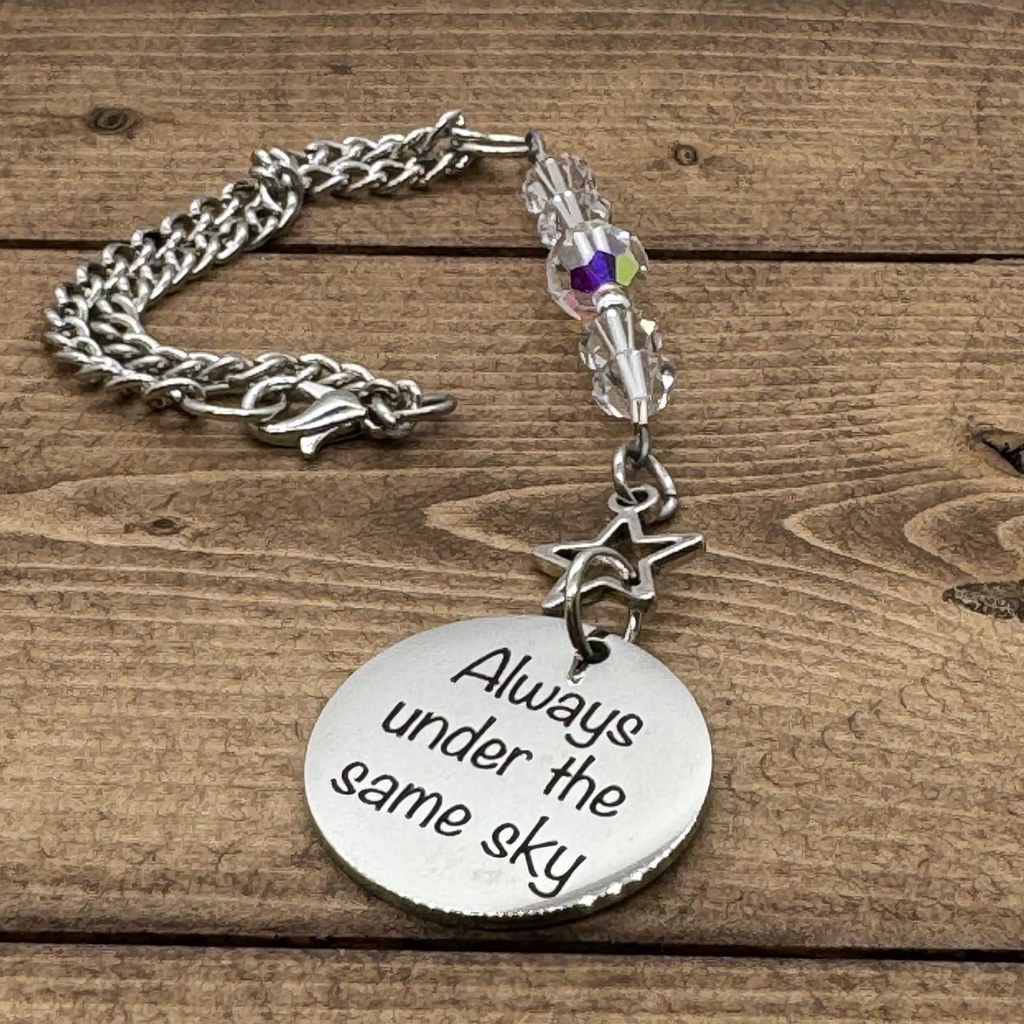 Always Under The Same Sky Sucatcher Rear View Mirror Car Charm, Military Soldier Wife Gift, Soldier Mom Gift, Deployment Gift, Going Moving Away Gift