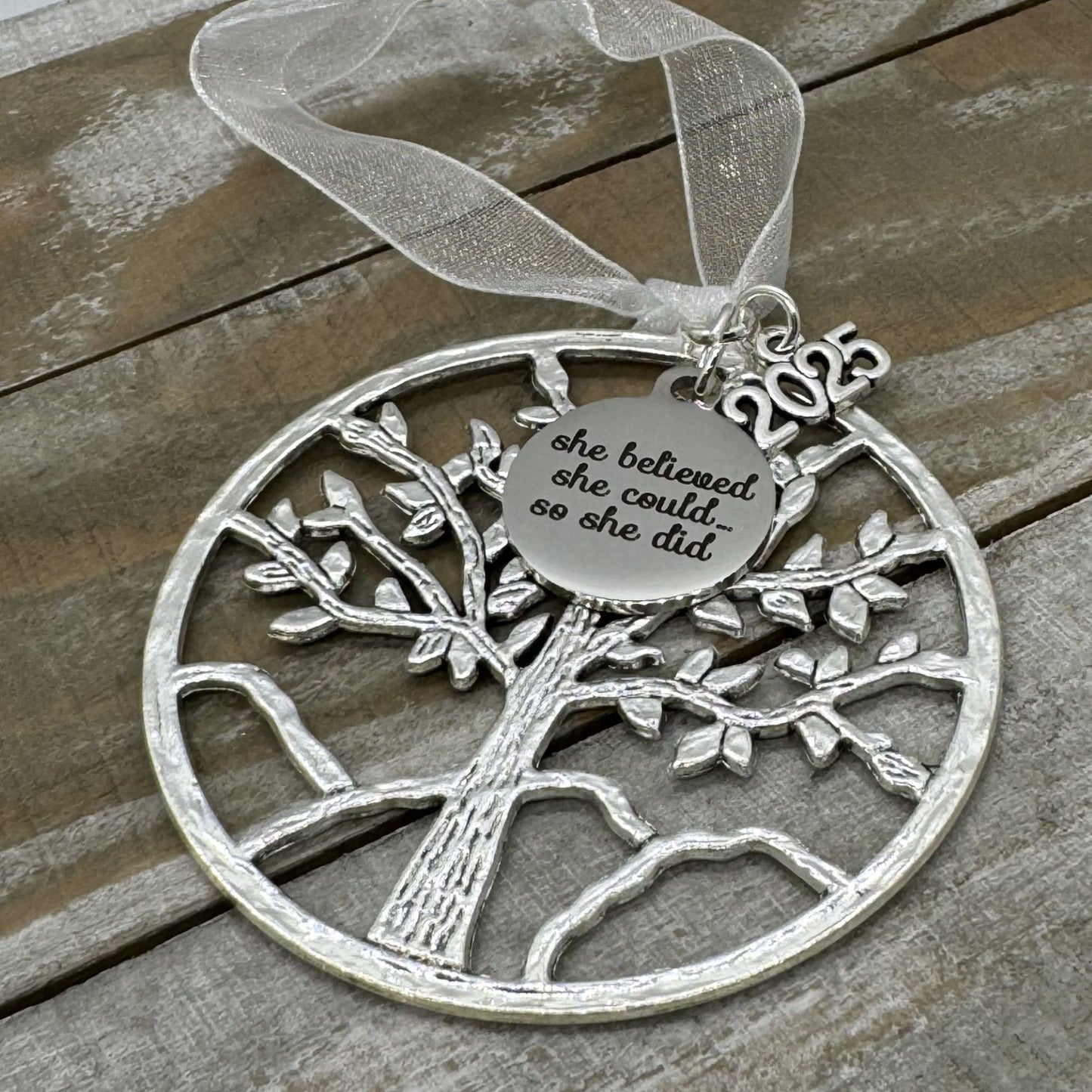 She Believed She Could So She Did Tree Of Life Ornament, Inspirational Graduation Gift