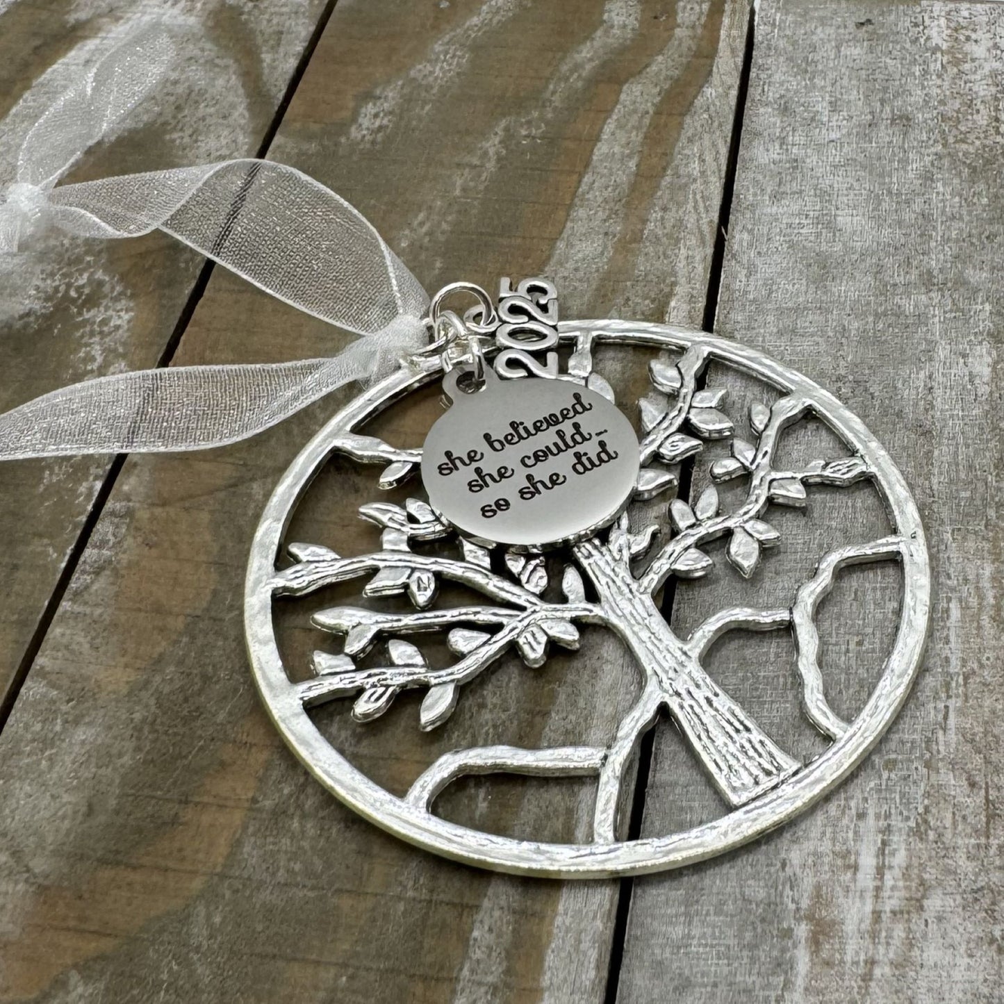 She Believed She Could So She Did Tree Of Life Ornament, Inspirational Graduation Gift