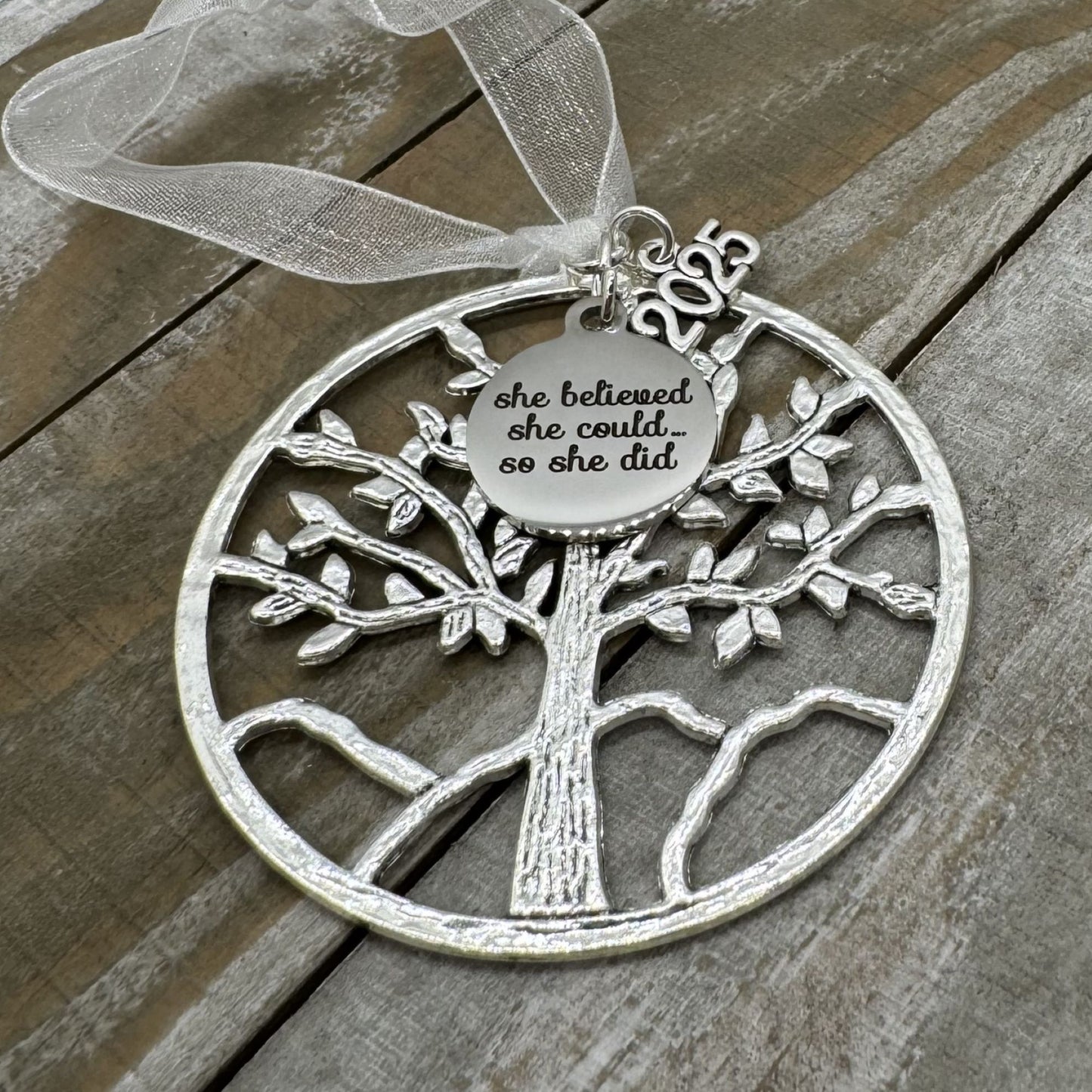 She Believed She Could So She Did Tree Of Life Ornament, Inspirational Graduation Gift