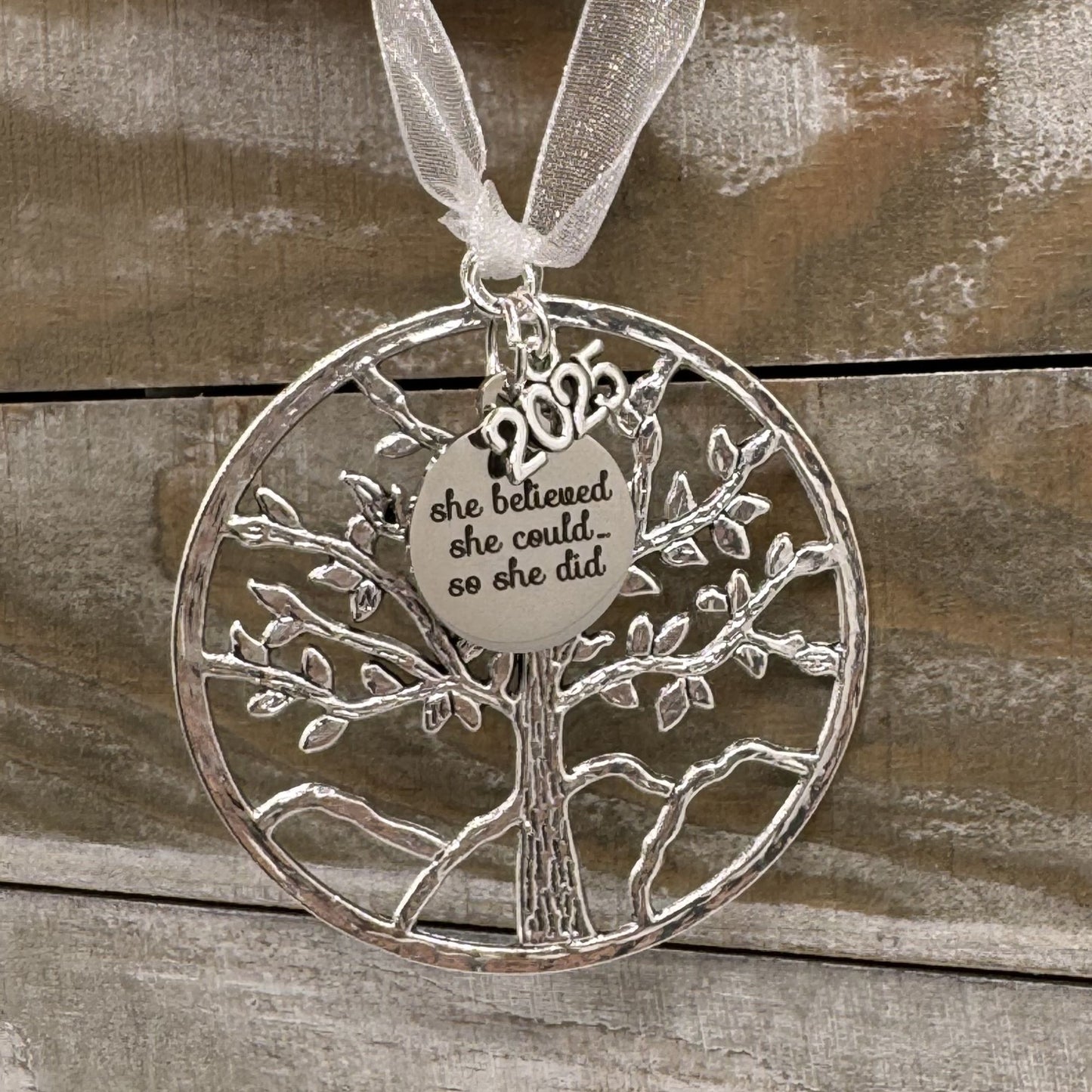 She Believed She Could So She Did Tree Of Life Ornament, Inspirational Graduation Gift