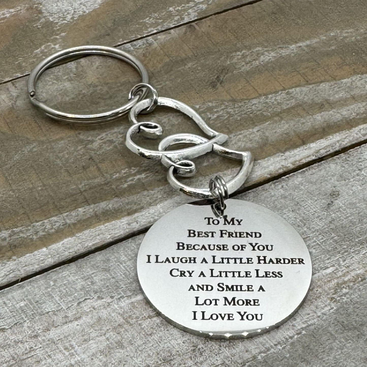 To my Best Friend Because Of You I Laugh A Little Harder Keychain, Friendship Gift