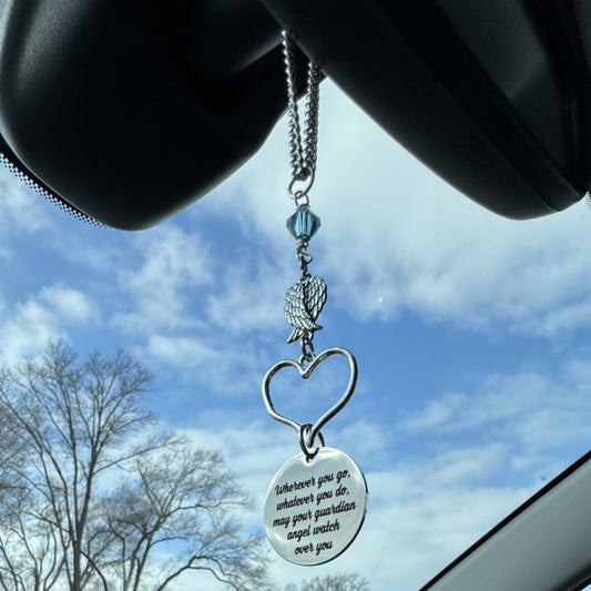 Wherever You Go Whatever You Do May Your Guardian Angel Watch Over You, Rearview Mirror Hanging Car Charm Gift