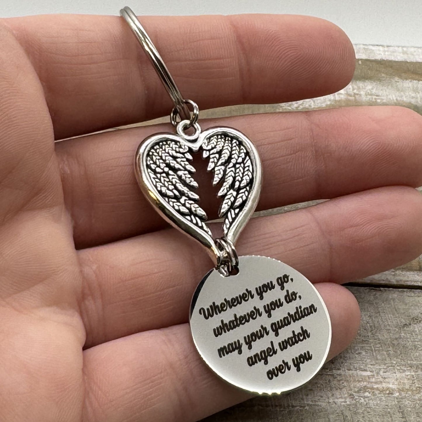 Wherever You Go Whatever You Do May Your Guardian Angel Watch Over You Keychain, Graduation Gift