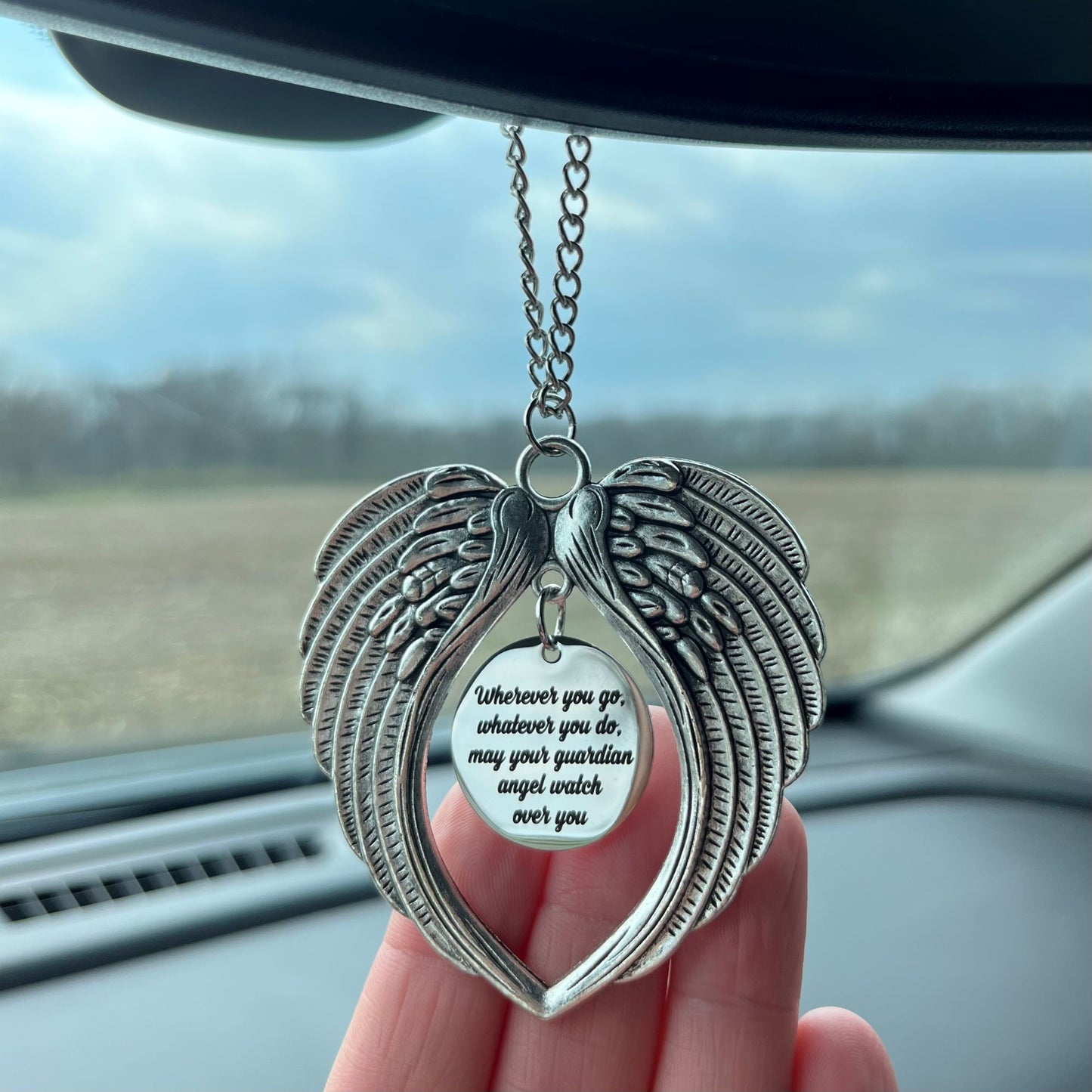 Wherever You Go Whatever You Do May Your Guardian Angel Watch Over You Angel Wings Car Charm,  New Driver Sweet 16 Birthday Gift