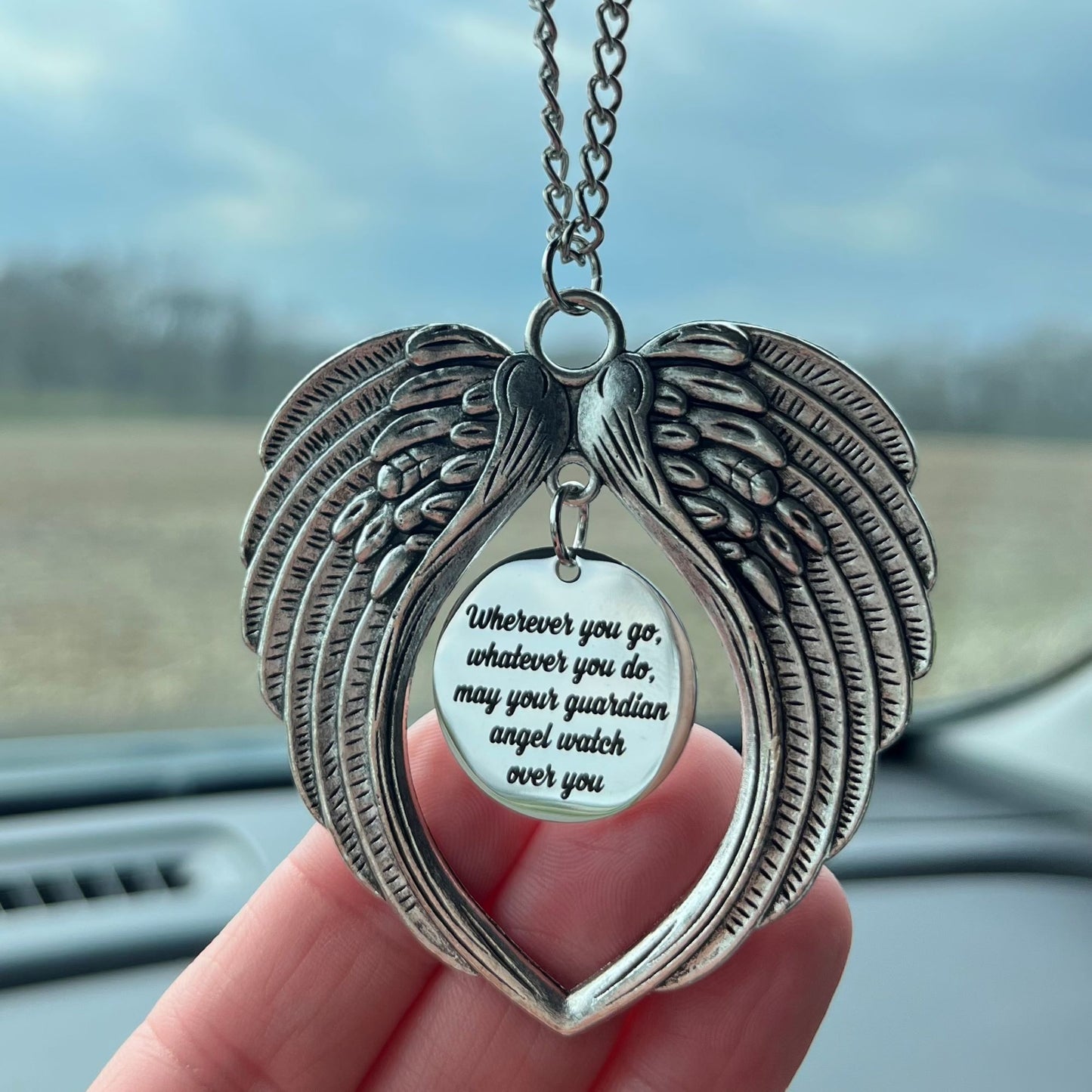 Wherever You Go Whatever You Do May Your Guardian Angel Watch Over You Angel Wings Car Charm,  New Driver Sweet 16 Birthday Gift