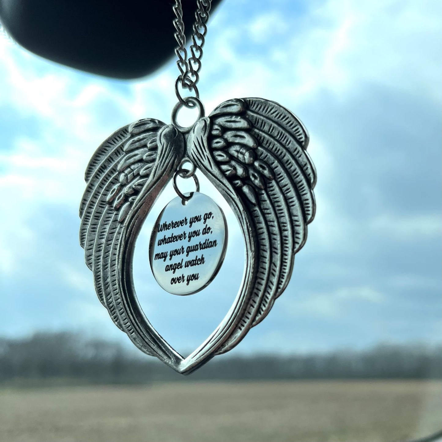 Wherever You Go Whatever You Do May Your Guardian Angel Watch Over You Angel Wings Car Charm,  New Driver Sweet 16 Birthday Gift