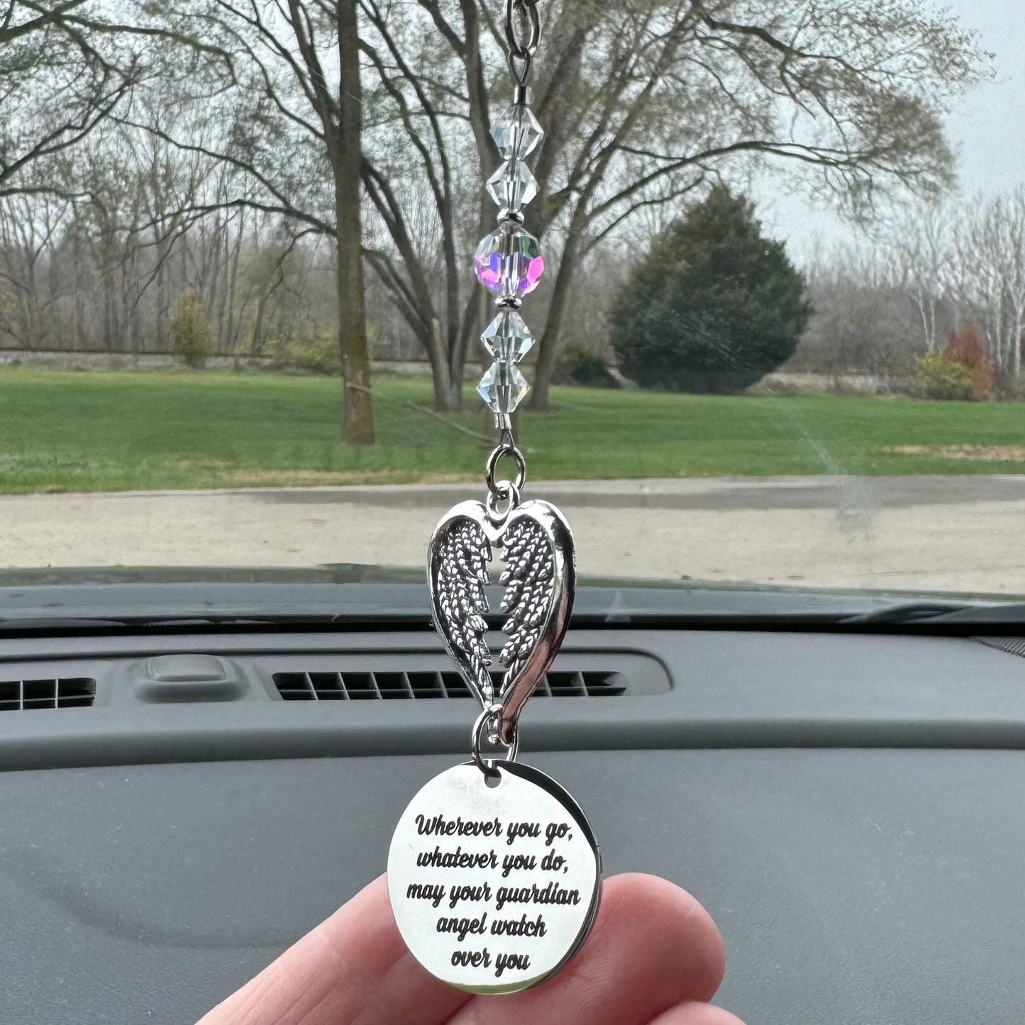 Guardian Angel Car Charm, Wherever You Go Whatever You Do May Your Guardian Angel Watch Over You, New Driver Gift
