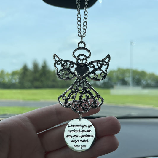 Angel Car Charm, Wherever You Go Whatever You Do May Your Guardian Angel Watch Over You, Graduation Gift New Driver